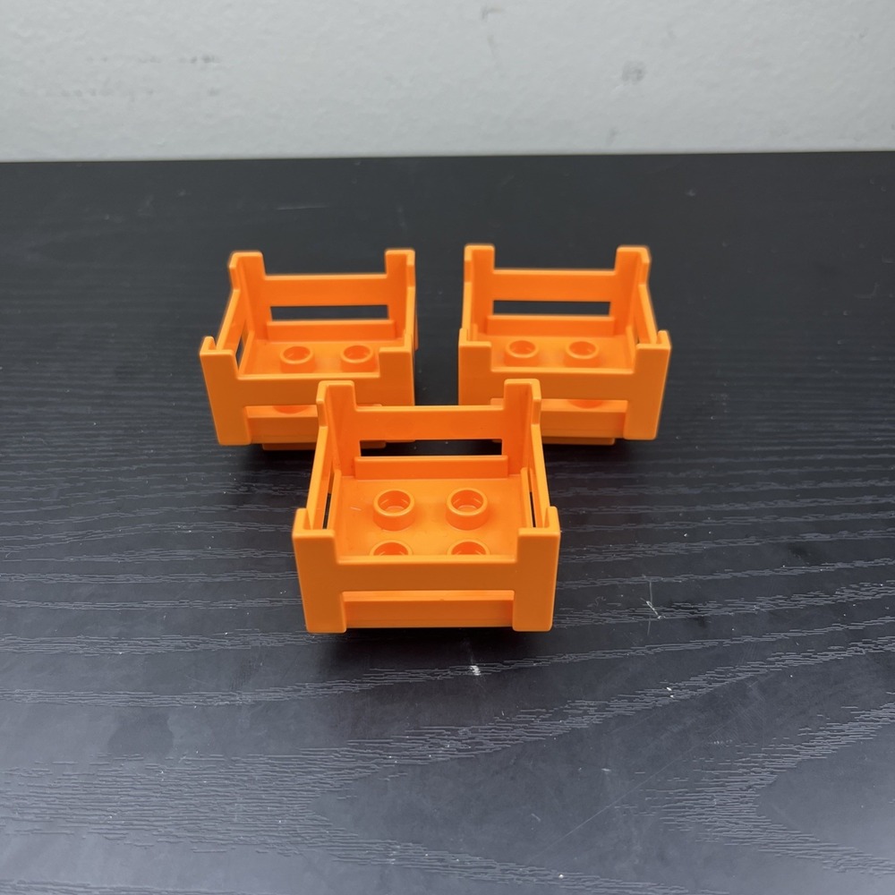 LEGO Duplo 6446 Crate Wooden Style Orange‎ 4 x 4 lot of 3